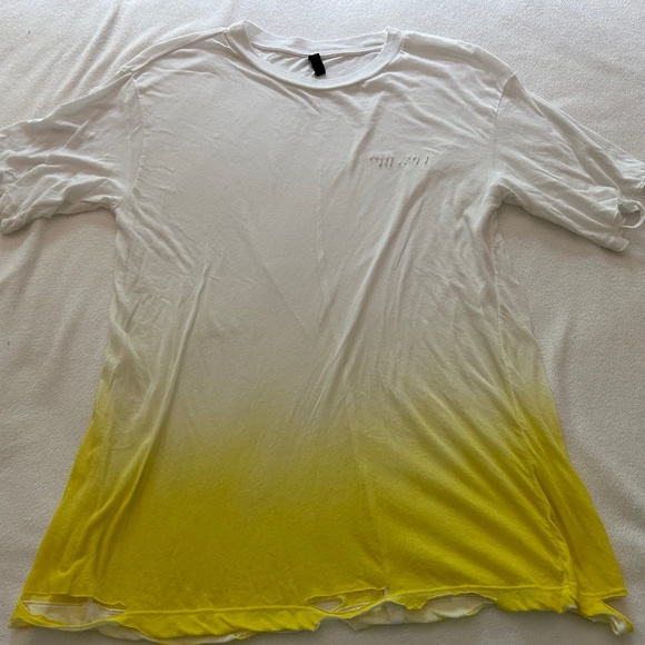 Unravel Project Yellow Dip Dye Short Sleeve Distressed T-Shirt, Size S, NWOT - Picture 4 of 14